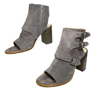 Rag & Bone - Women’s ‘Marta' Suede, Cut-Out Bootie - Grey, Size 38.5 IT, 8.5 US